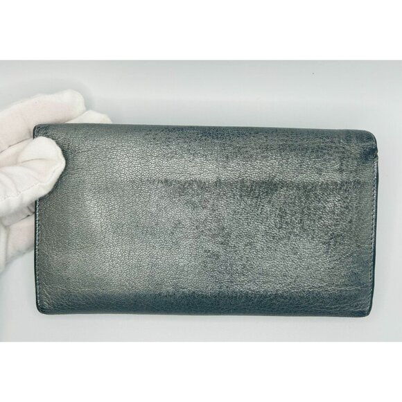 Chanel Metallic Grey Leather Long Wallet with CC Logo COA - Picture 2 of 16